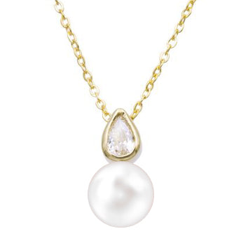 Collier femme or jaune 9k perle de culture et zirkonia