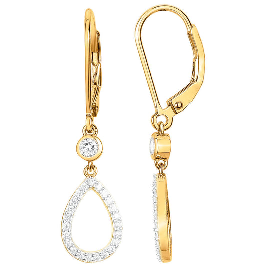 Boucles d'oreilles pendantes femme plaqué or zirconia