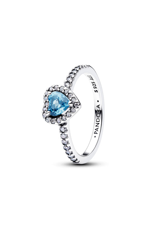 Bague cœur bleu clair surélevée