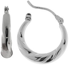 Créoles femme argent rhodié 15 mm fermoir charnière