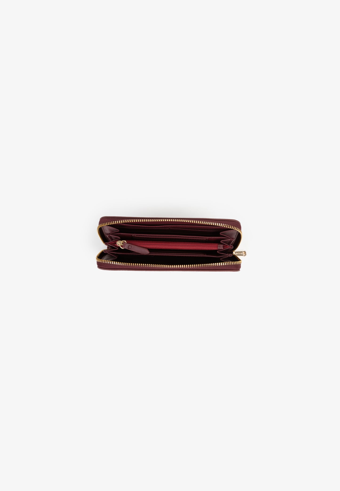 Portefeuille femme zippé bordeaux grainé compact