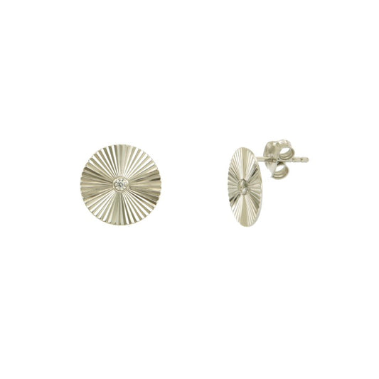 Boucles d'oreilles femme argent rhodié rond zirconia