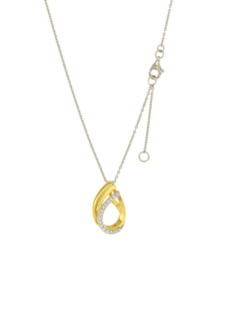Collier femme argent bicolore pendentif zirconia 42cm