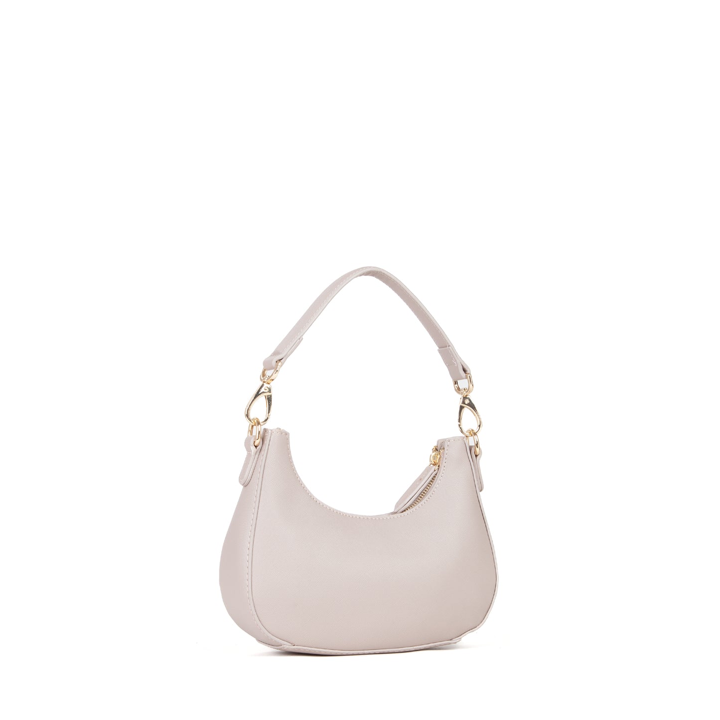 Sac bandoulière femme demi-lune beige doré élégant
