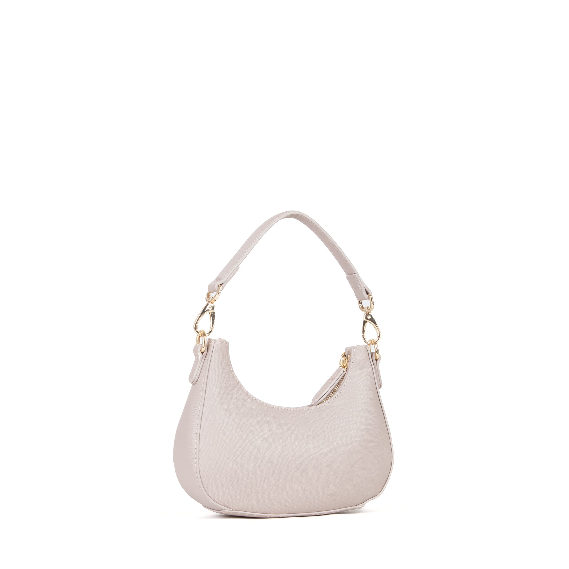 Sac bandoulière femme demi-lune beige doré élégant