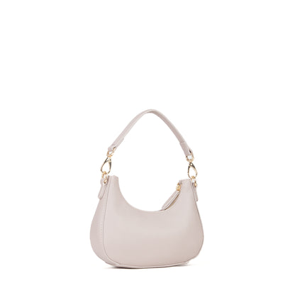 Sac bandoulière femme demi-lune beige doré élégant