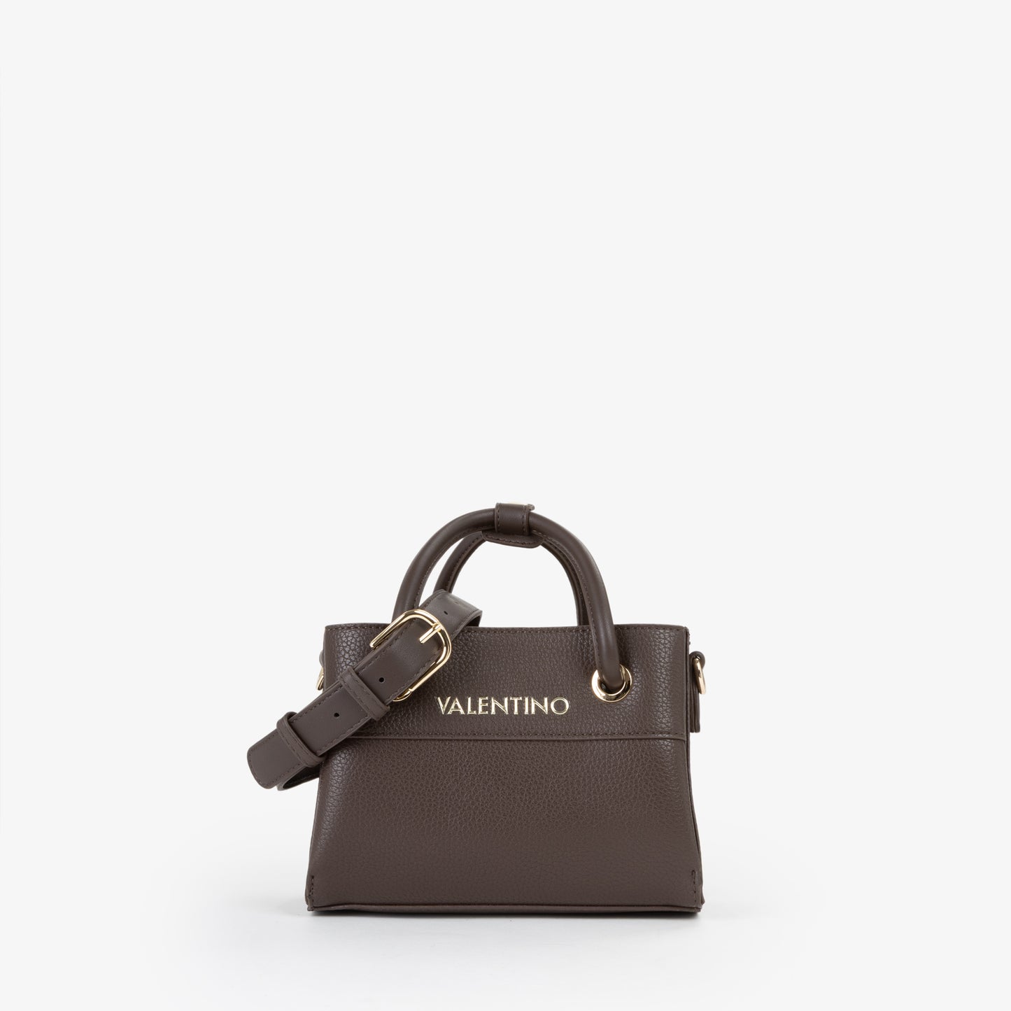 Sac à main femme cuir grainé marron anses rondes dorées