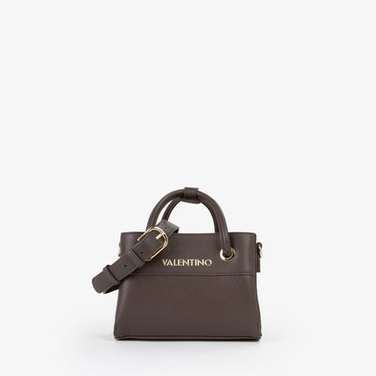 Sac à main femme cuir grainé marron anses rondes dorées