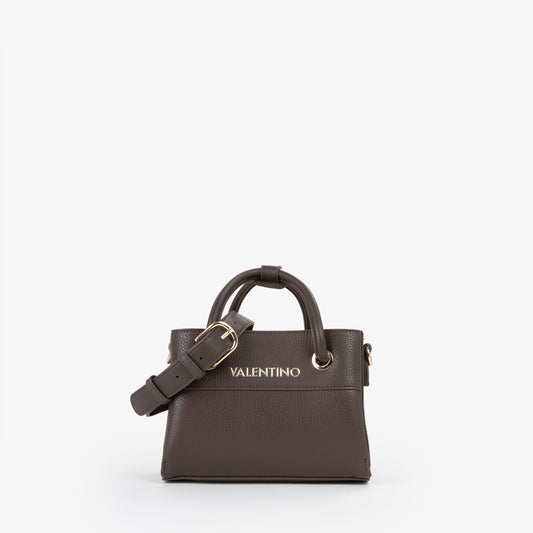 Sac à main femme cuir grainé marron anses rondes dorées