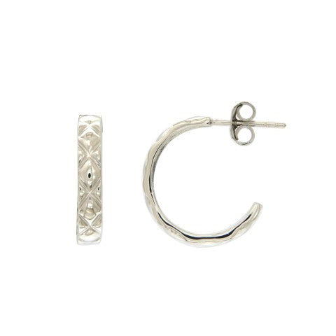 Créoles femme argent 925 rhodié motif diamanté