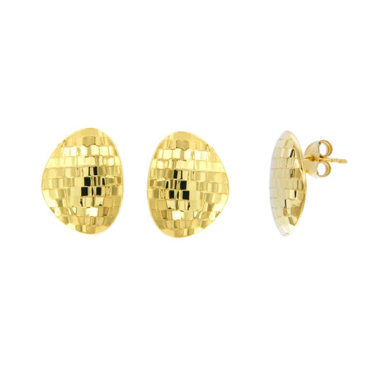 Boucles d'oreilles femme argent doré effet mosaïque ovale