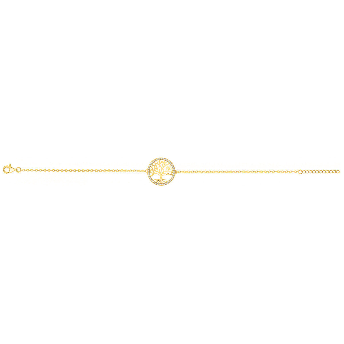 Bracelet femme plaqué or arbre de vie zirconia
