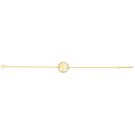 Bracelet femme plaqué or arbre de vie zirconia