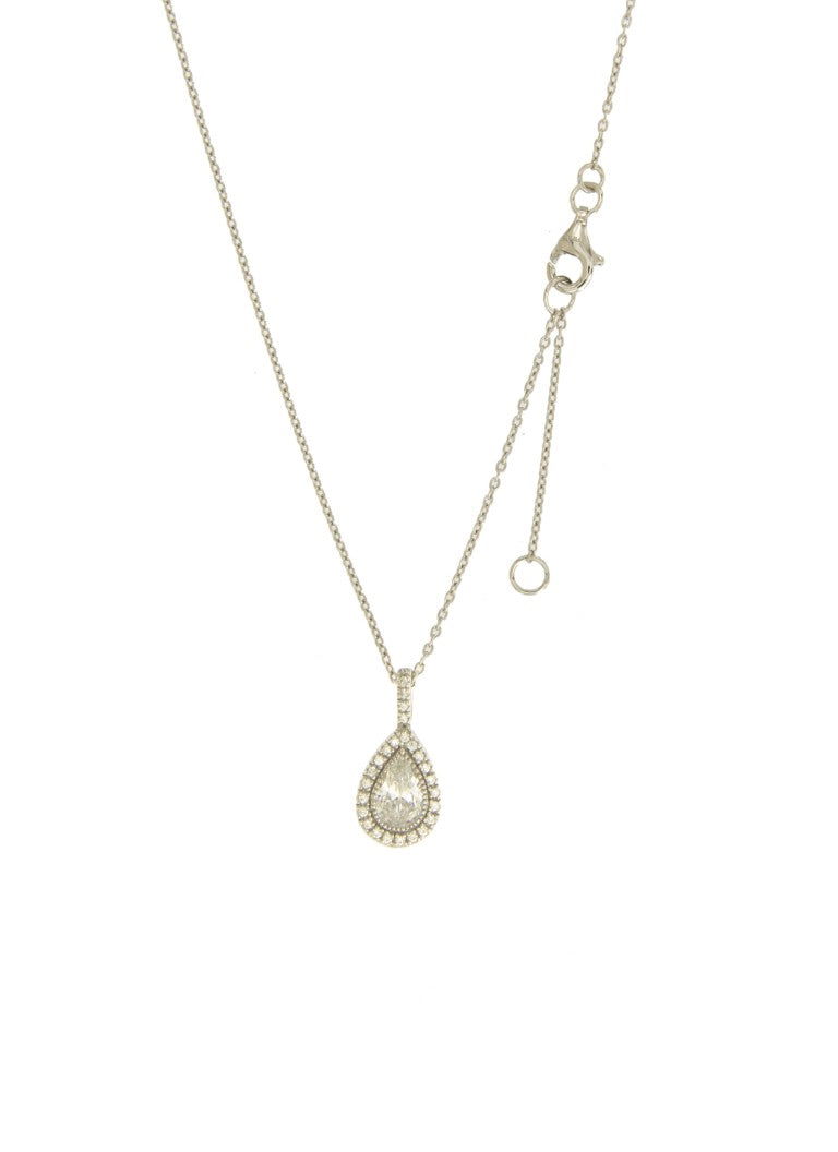 Collier femme argent rhodié pendentif goutte zirconia