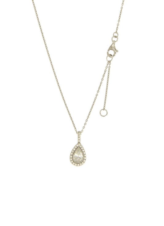 Collier femme argent rhodié pendentif goutte zirconia