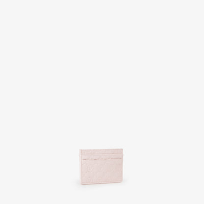 Porte-carte femme cuir embossé rose poudré monogramme