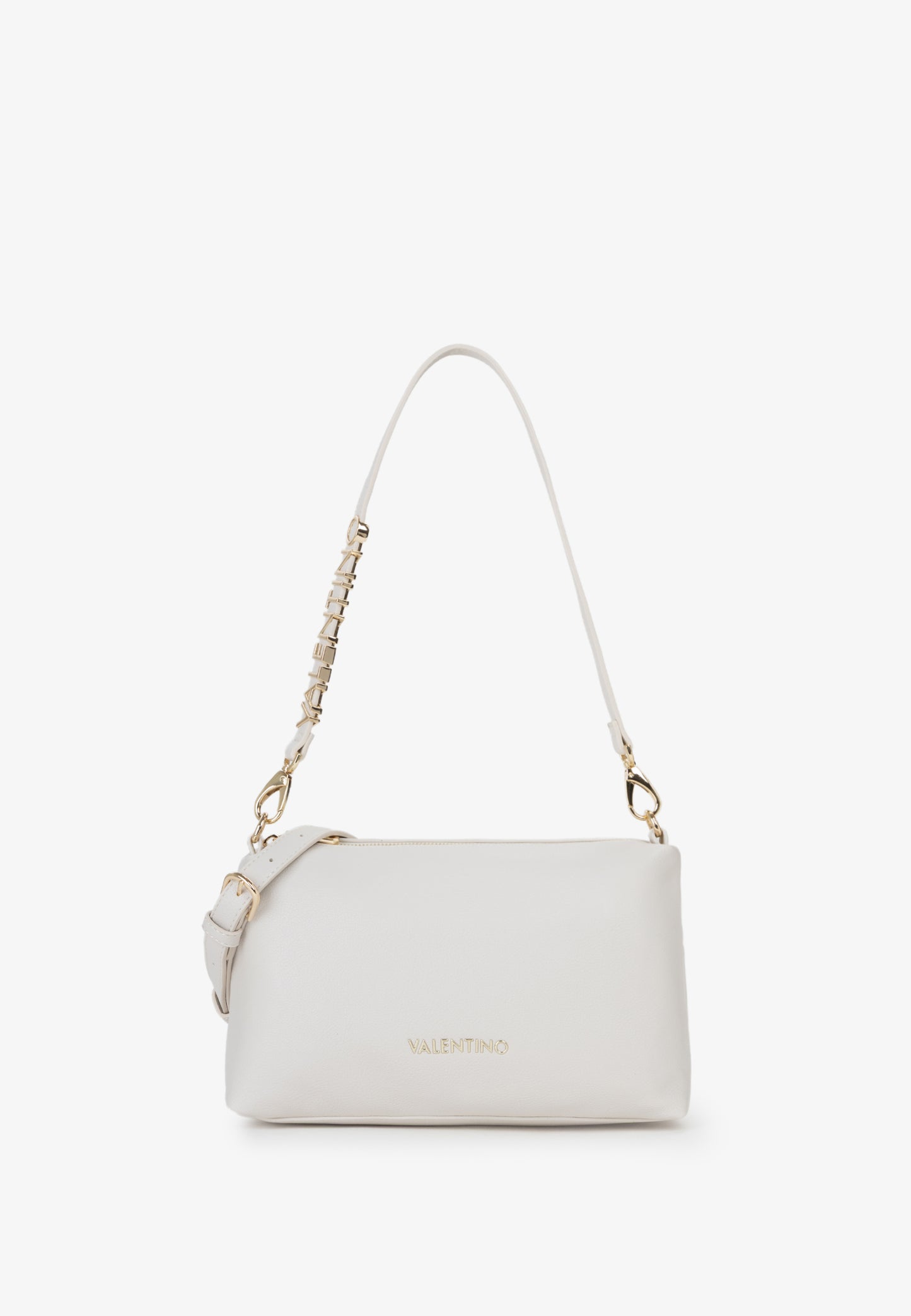 Sac bandoulière femme écru simili cuir détail chaîne doré