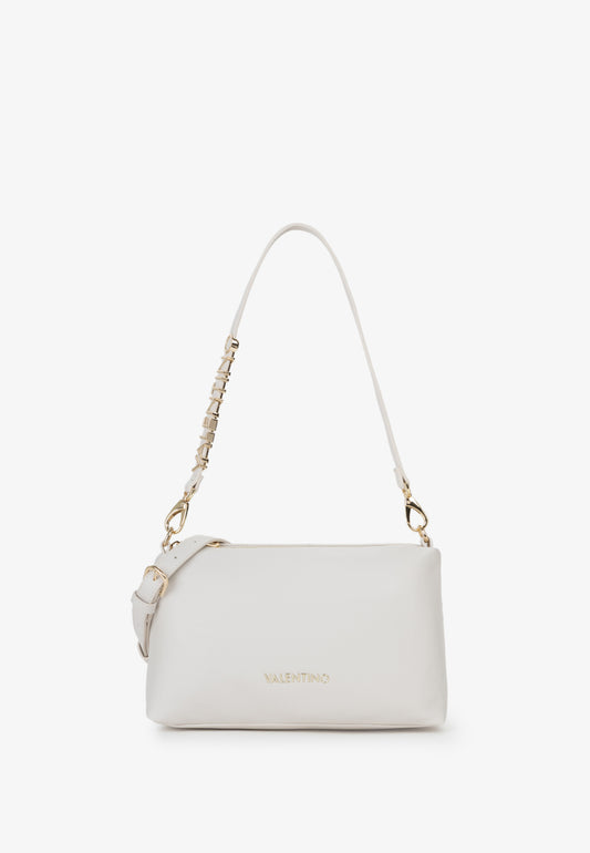 Sac bandoulière femme écru simili cuir détail chaîne doré