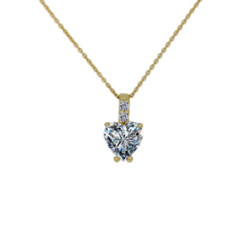 Collier femme or jaune 9 carats pendentif cœur zirkonia