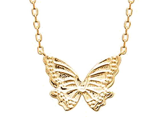 Collier femme plaqué or motif papillon 40 cm