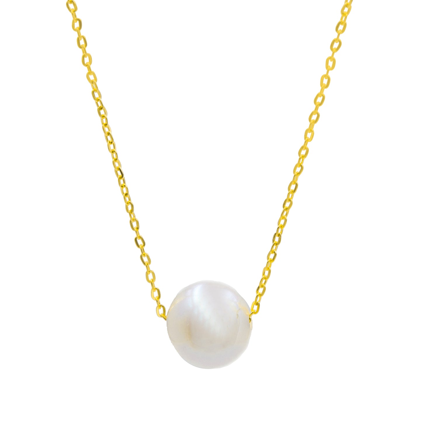 Collier femme or jaune 9ct perle de culture 39cm