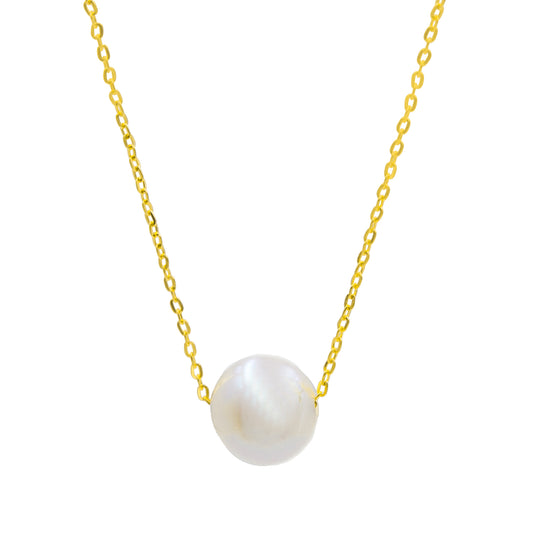 Collier femme or jaune 9ct perle de culture 39cm
