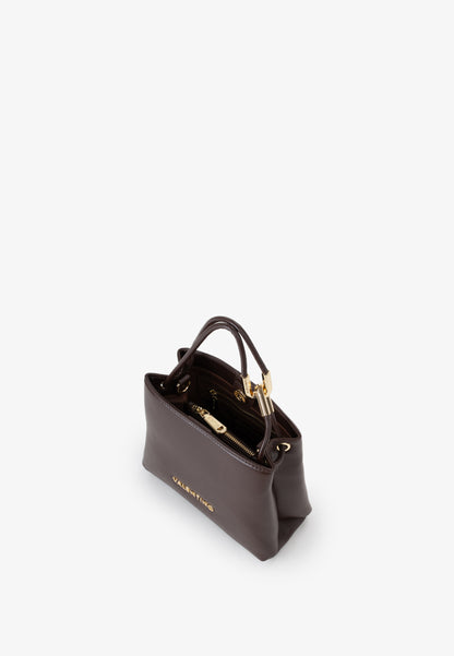 Sac à main femme cuir marron chocolat poignée dorée