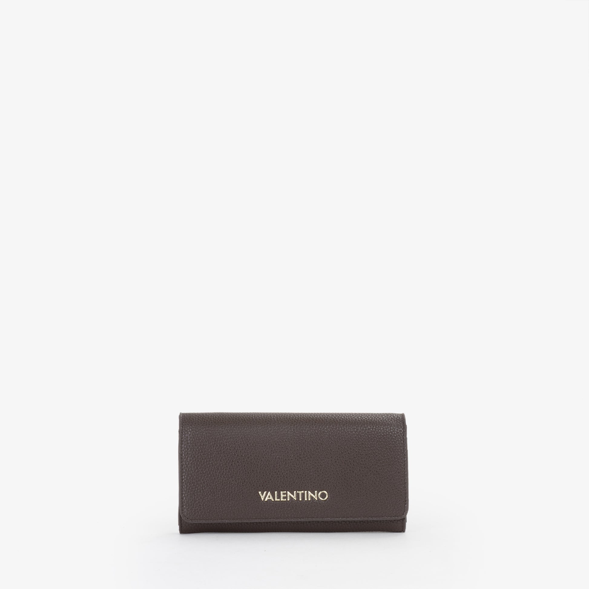 Portefeuille femme simili cuir grainé taupe fermeture clapet
