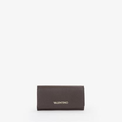 Portefeuille femme simili cuir grainé taupe fermeture clapet