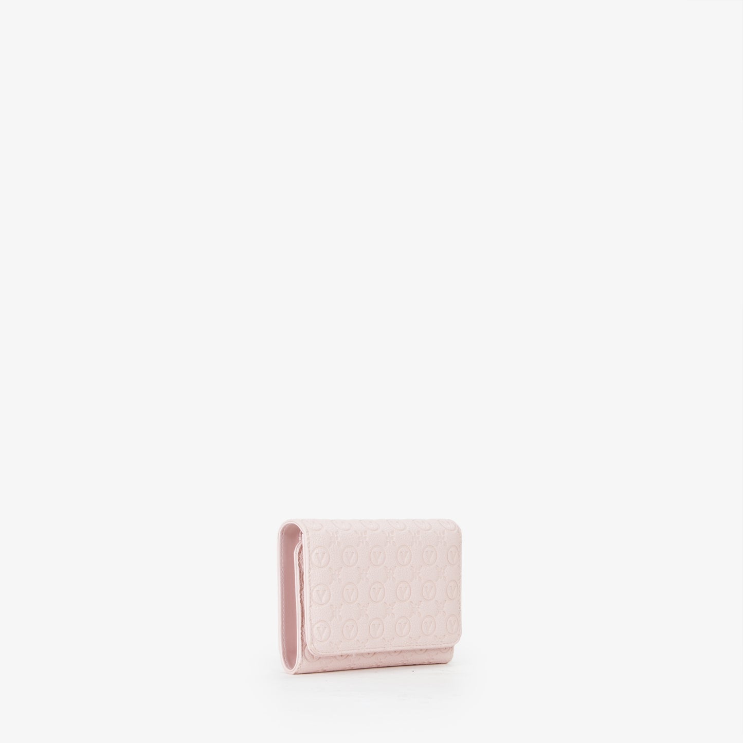 Porte-monnaie femme rose pâle monogramme embossé
