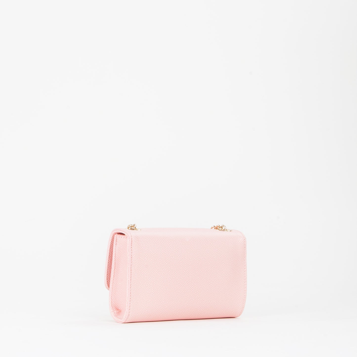 Sac bandoulière femme rose pâle chaîne dorée à pompon
