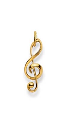 Pendentif clé de sol or jaune 18 carats unisexe