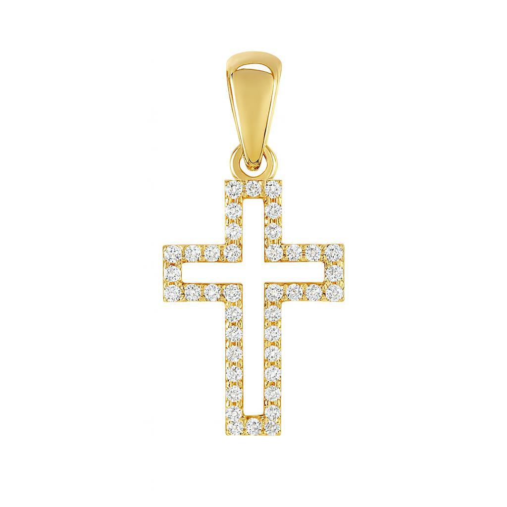 Pendentif femme or jaune 9 carats croix zirkonia