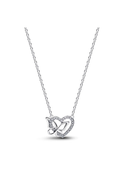 Collier pendentif cœur et papillon entrelacés