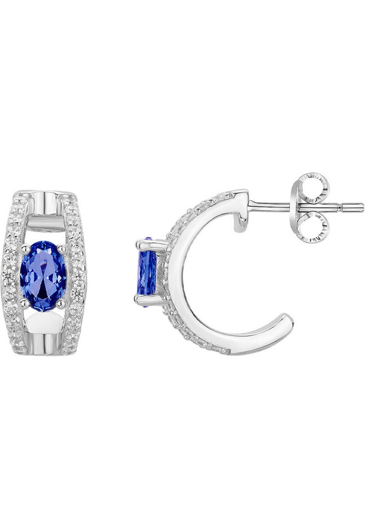 BOUCLES D'OREILLES ARGENT - ZIRCONIA  - SAPHIR SYNTHETIQUE
