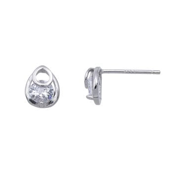 Boucles d'oreilles femme argent rhodié zirconia goutte