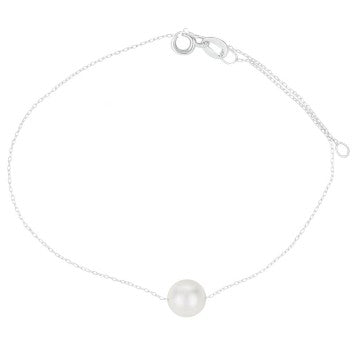 Chaîne cheville femme argent rhodié perle de culture