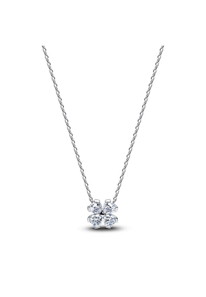 Collier pendentif trèfle porte-bonheur scintillant