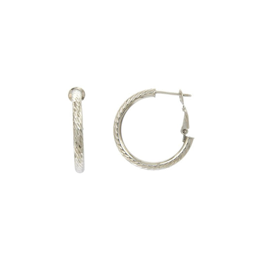 Créoles femme argent 925 rhodié torsadé 25 mm