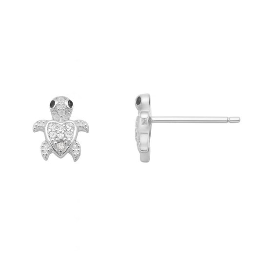 Boucles d'oreilles enfant argent 925 tortue zirconia