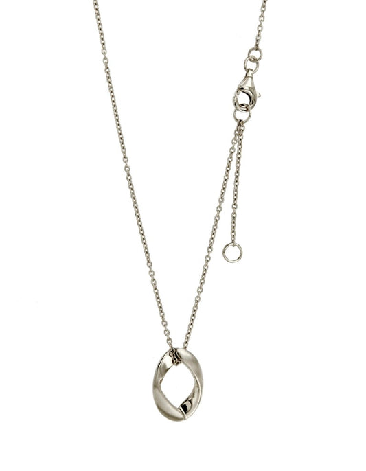 Collier femme argent rhodié pendentif anneau torsadé 42cm