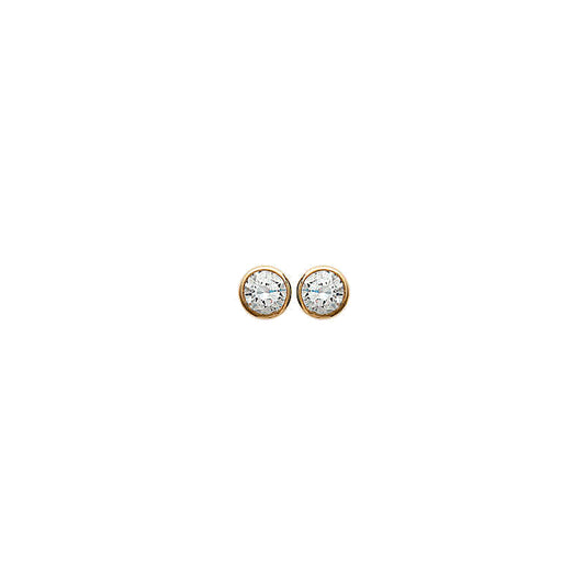 Boucles d'oreilles femme plaqué or zirconia rondes