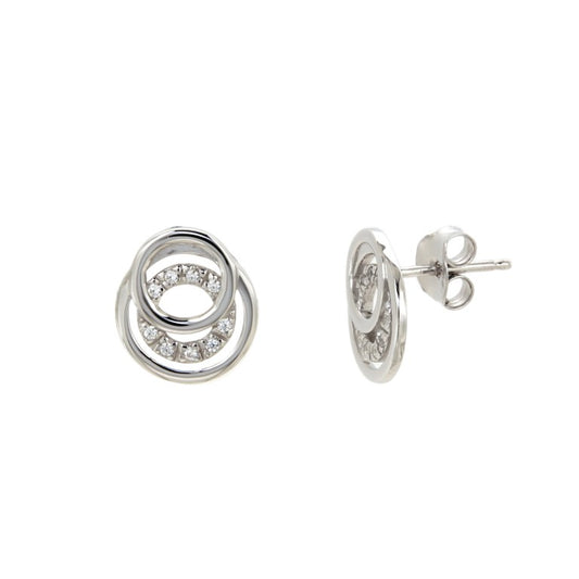 BOUCLES D'OREILLES ARGENT RHODIE - ZIRCONIA