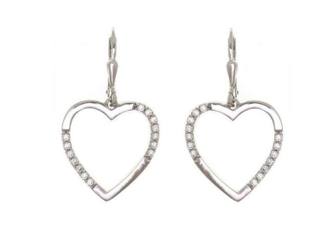 BOUCLES D'OREILLES ARGENT RHODIE - COEUR - ZIRCONIA