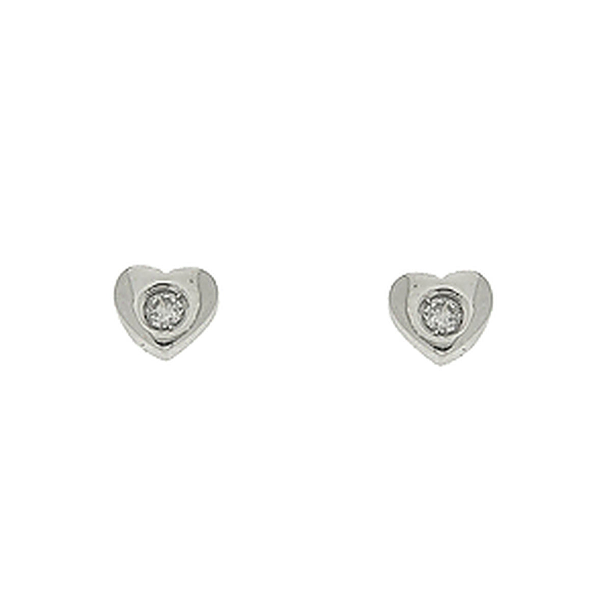 Clous d'oreilles femme argent rhodié cœur zirconia
