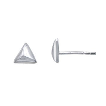 Clous d'oreilles femme argent rhodié forme triangle bombé