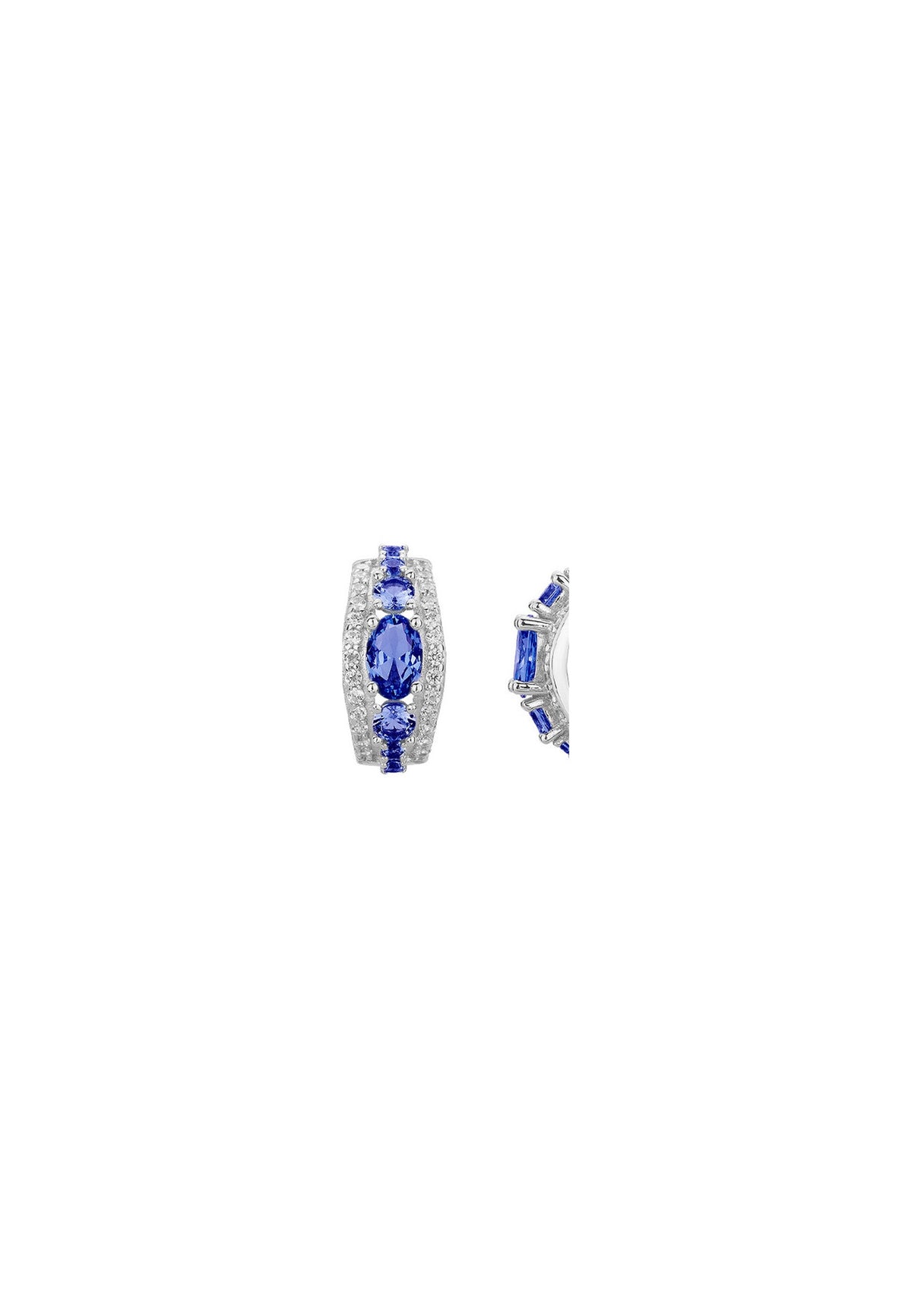 BOUCLES D'OREILLES ARGENT - ZIRCONIA  - SAPHIR SYNTHETIQUE