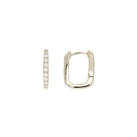 Créoles femme argent rhodié forme carrée zirconia