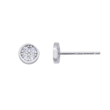 Clou d'oreille femme argent rhodié zirconia pavé rond