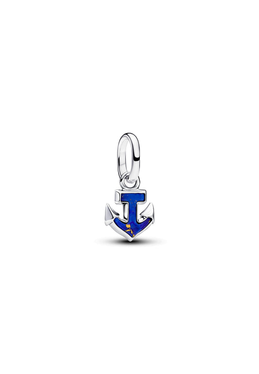 Breloque pendante mini ancre bleue